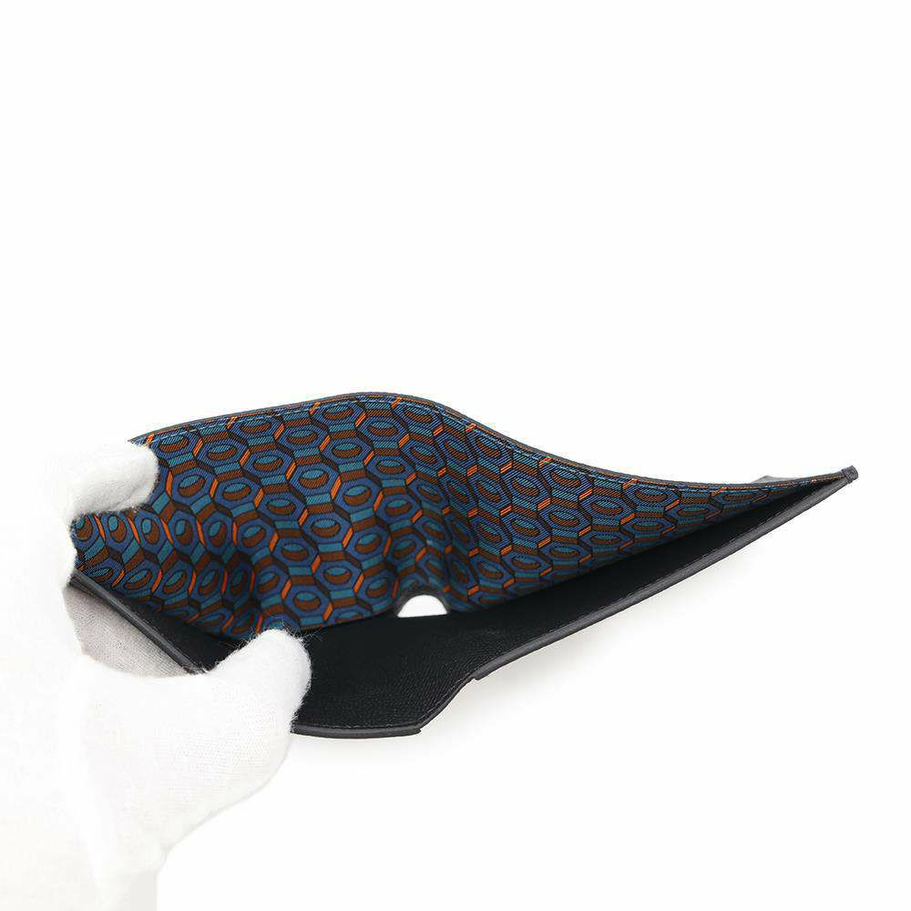 エルメス 二つ折り財布 シチズンツイル コンパクト ブラック エプソン B刻印 HERMES 財布 メンズ 黒