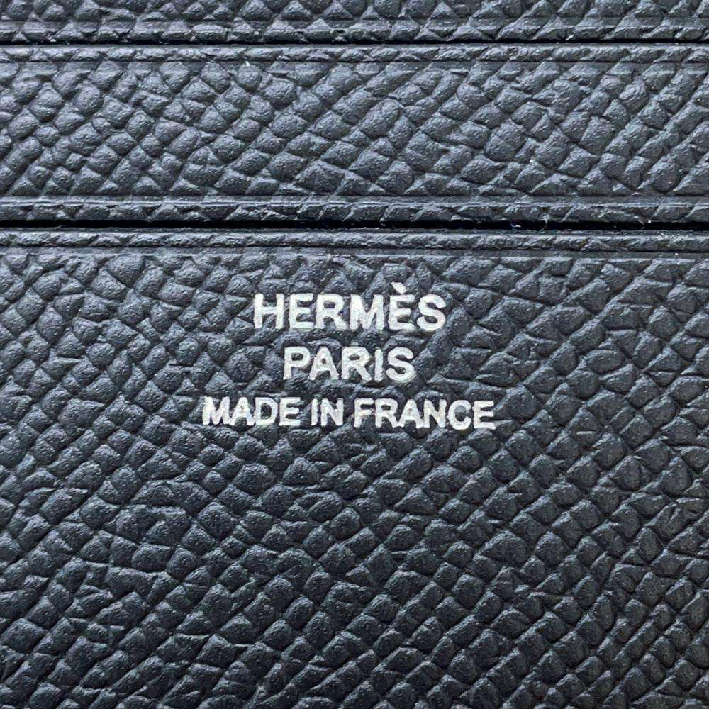 エルメス 二つ折り財布 シチズンツイル コンパクト ブラック エプソン B刻印 HERMES 財布 メンズ 黒