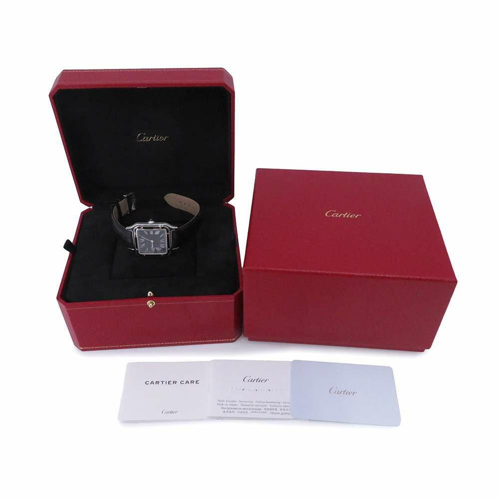 カルティエ サントス デュモン LM WSSA0046 Cartier 腕時計 黒文字盤 手巻き