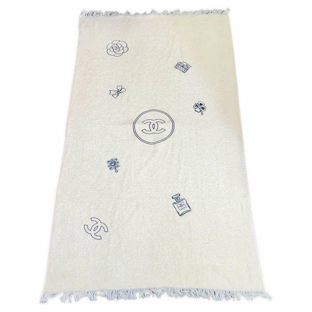 シャネル トートバッグ ビーチバッグセット ココマーク フリンジ パイル CHANEL ポーチ タオル付き