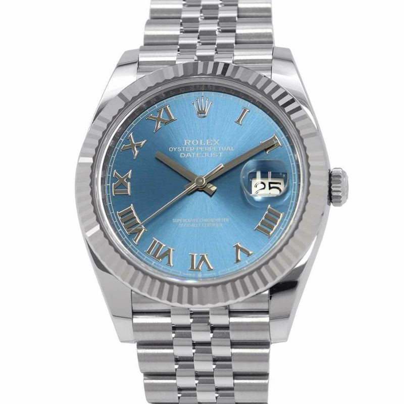 ロレックス デイトジャスト41 SS/K18WG 126334 ROLEX 腕時計 アズーロブルー文字盤 ローマン