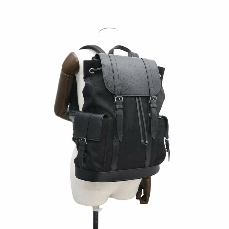 グッチ リュック ジャンボGG キャンバス レザー 678829 GUCCI メンズ バッグ バックパック リュックサック 黒