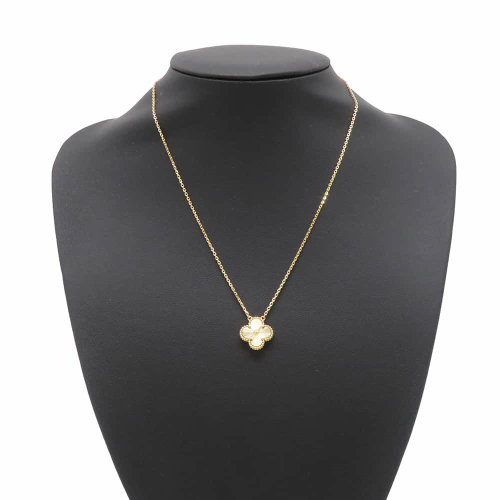 ヴァンクリーフ&アーペル ネックレス ヴィンテージ アルハンブラ ペンダント ギヨシェ K18YGイエローゴールド VCARP4KL00