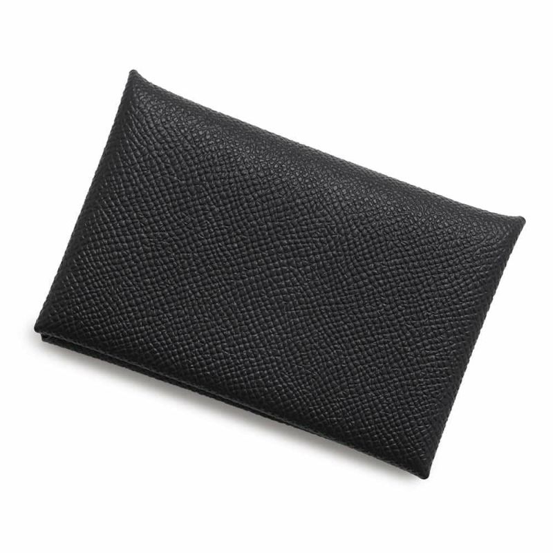 エルメス カードケース カルヴィ ブラック エプソン W刻印 HERMES 名刺入れ  黒
