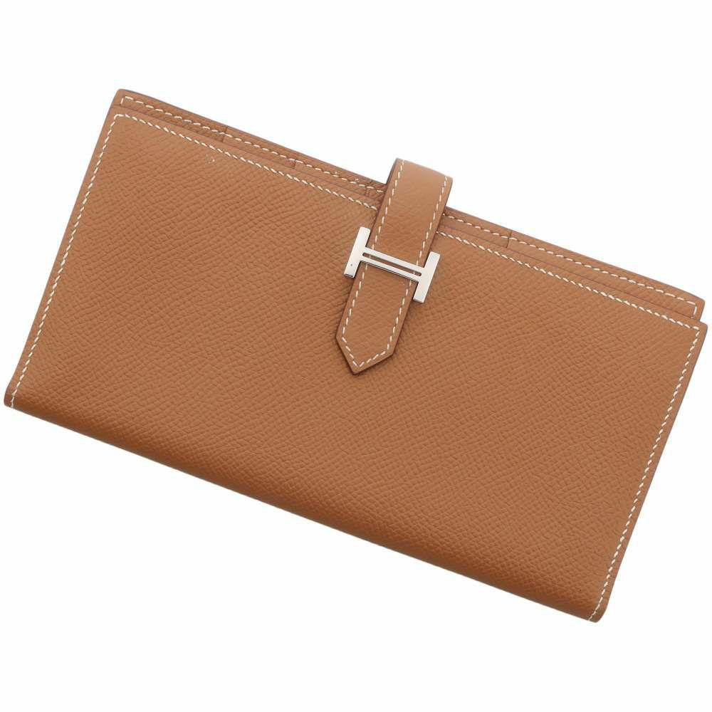 エルメス 長財布 ベアンスフレ ゴールド/シルバー金具 ヴォーエプソン  