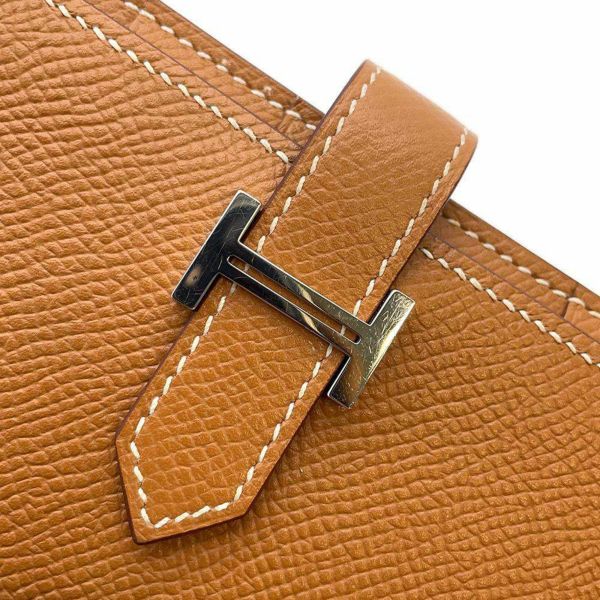 エルメス 長財布 ベアンスフレ ゴールド/シルバー金具 ヴォーエプソン U刻印 HERMES 財布