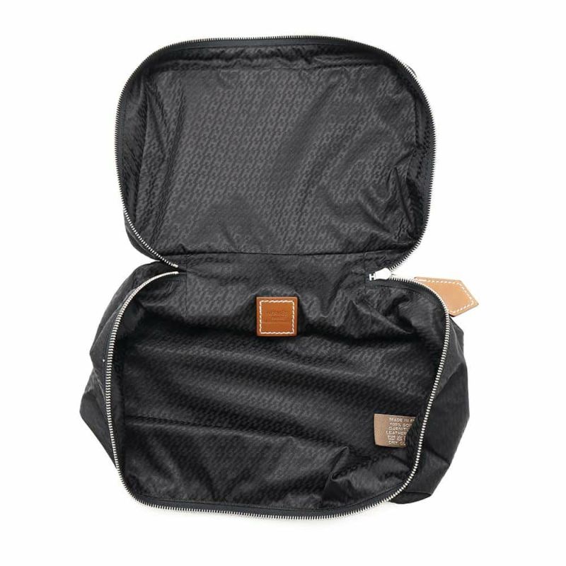 エルメス ポーチ トラベルシルク ミニ トラベルキューブ ブラック/フォーヴ/シルバー金具 シルク/バレニア B刻印 HERMES 黒