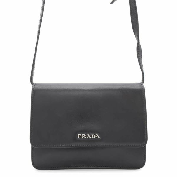 プラダ ショルダーバッグ ロゴ レザー BT1031 PRADA バッグ 黒