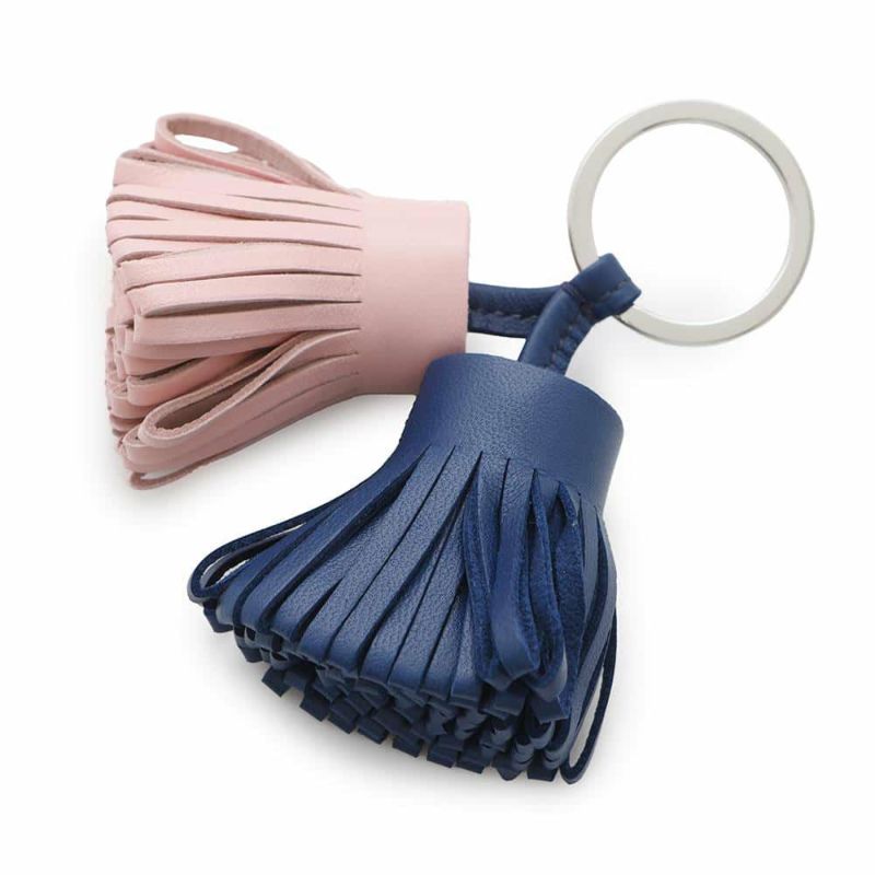 エルメス キーホルダー カルメン ウノドス ローズサクラ/ブルードマルト/シルバー金具 ラムスキン