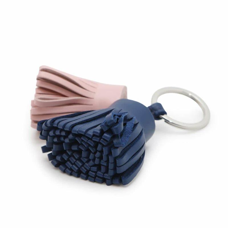 エルメス キーホルダー カルメン ウノドス ローズサクラ/ブルードマルト/シルバー金具 ラムスキン