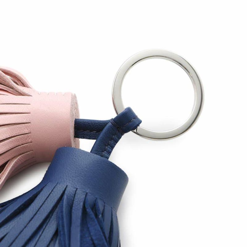 エルメス キーホルダー カルメン ウノドス ローズサクラ/ブルードマルト/シルバー金具 ラムスキン