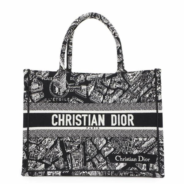 クリスチャン・ディオール トートバッグ ブックトート プラン ドゥ パリ ミディアム M1296ZOMP_M46I 黒 白