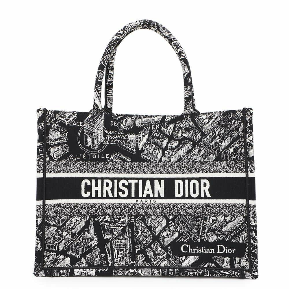 クリスチャン・ディオール トートバッグ ブックトート プラン ドゥ パリ ミディアム M1296ZOMP_M46I 黒 白