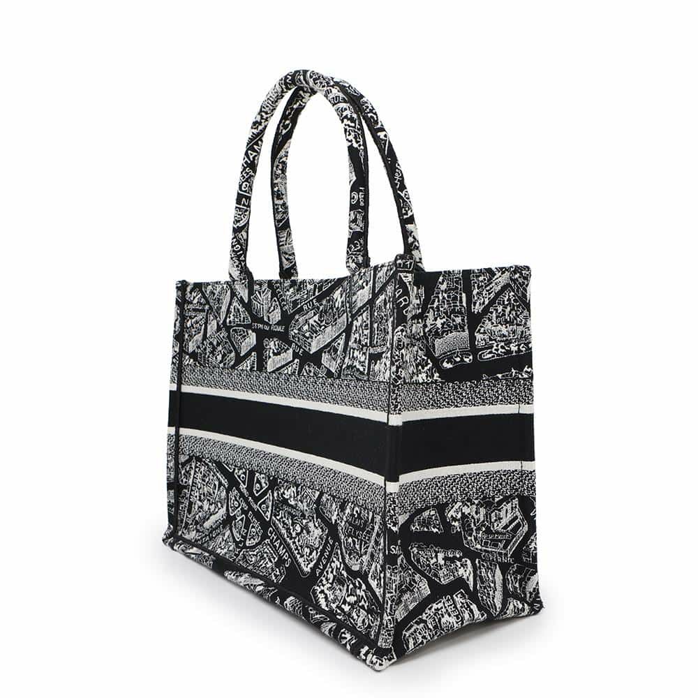 クリスチャン・ディオール トートバッグ ブックトート プラン ドゥ パリ ミディアム M1296ZOMP_M46I 黒 白