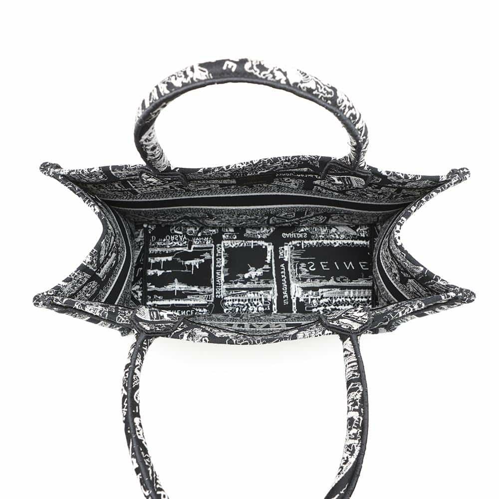 クリスチャン・ディオール トートバッグ ブックトート プラン ドゥ パリ ミディアム M1296ZOMP_M46I 黒 白