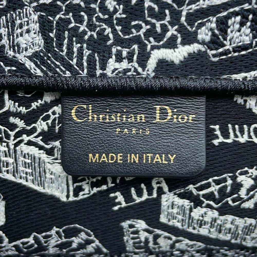 クリスチャン・ディオール トートバッグ ブックトート プラン ドゥ パリ ミディアム M1296ZOMP_M46I 黒 白