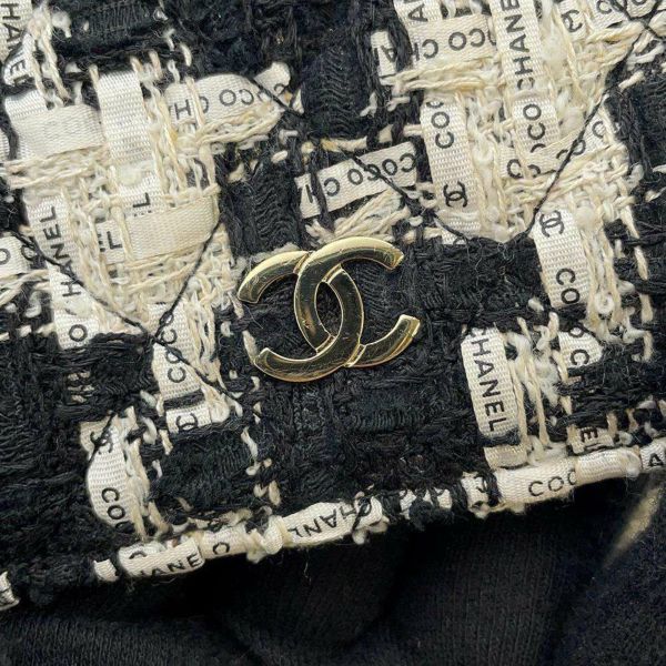 シャネル チェーンウォレット ツイード ココマーク CHANEL 財布 黒 白