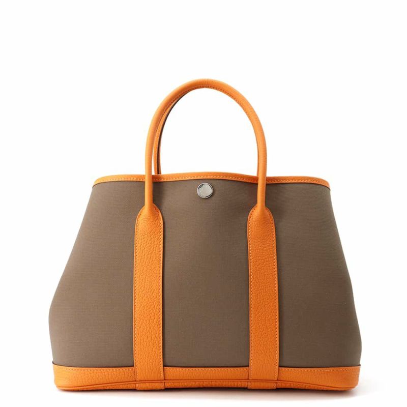 エルメス トートバッグ ガーデンパーティTPM エトゥープ/オレンジ/シルバー金具 トワルオフィシエ/ネゴンダ K刻印