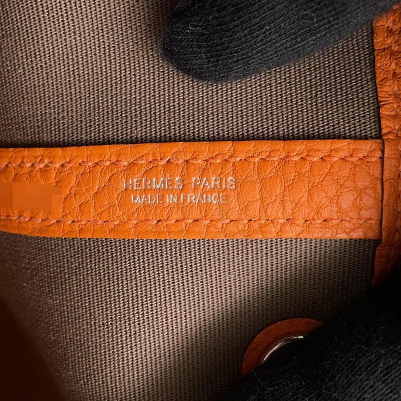 エルメス トートバッグ ガーデンパーティTPM エトゥープ/オレンジ/シルバー金具 トワルオフィシエ/ネゴンダ K刻印