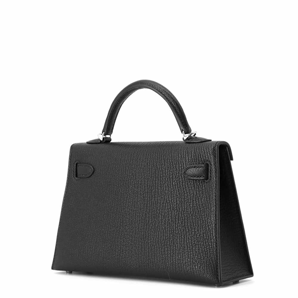 エルメス ハンドバッグ ミニケリードゥ 外縫い ヴェルソ ブラック/オリガノ/シルバー金具 シェブルミゾル W刻印 黒 シェーブル