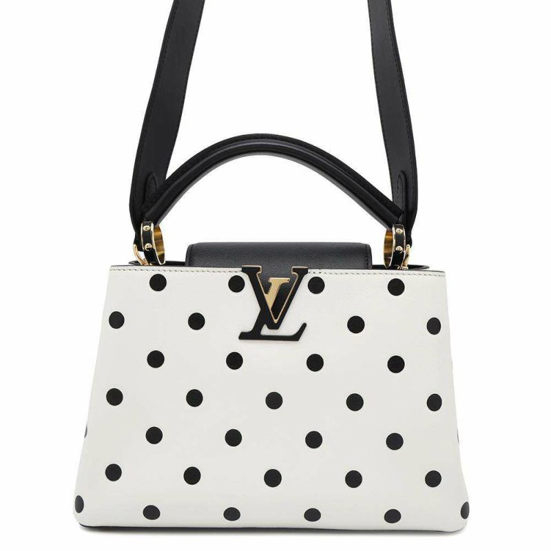 ルイヴィトン ハンドバッグ カーフレザー カプシーヌBB M20373 LOUIS VUITTON 2way 白 黒 ブラック ドット