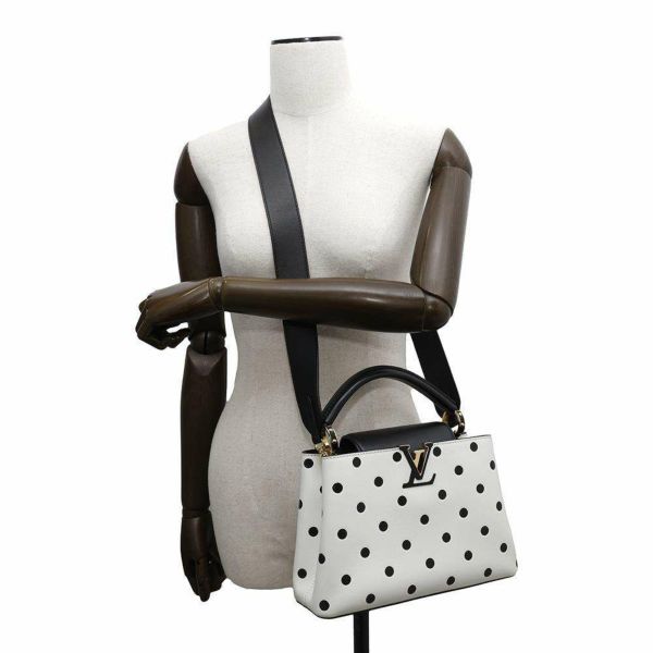 ルイヴィトン ハンドバッグ カーフレザー カプシーヌBB M20373 LOUIS VUITTON 2way 白 黒 ブラック ドット