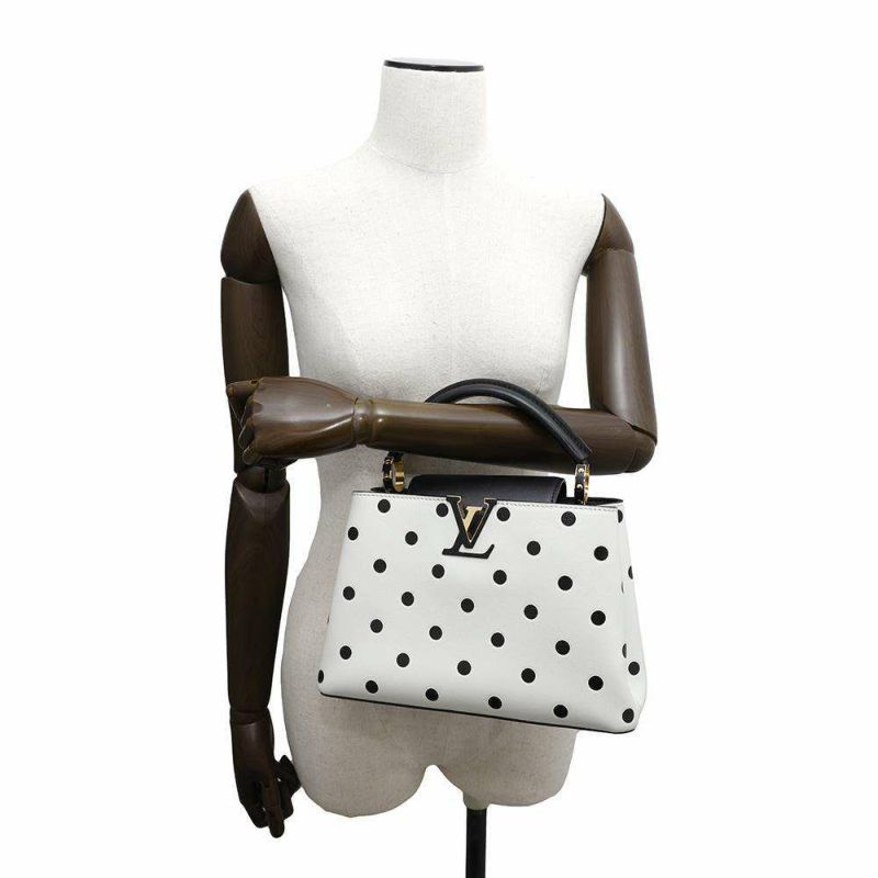 ルイヴィトン ハンドバッグ カーフレザー カプシーヌBB M20373 LOUIS VUITTON 2way 白 黒 ブラック ドット