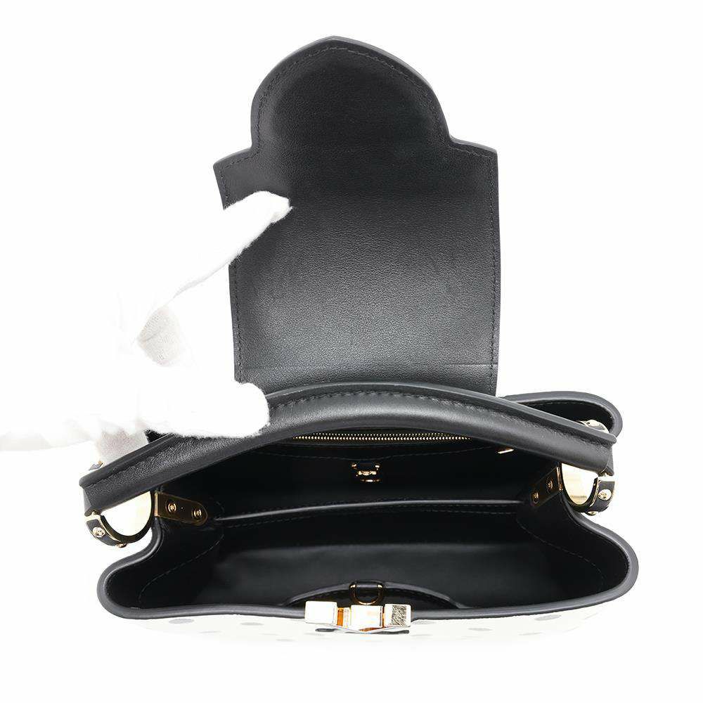 ルイヴィトン ハンドバッグ カーフレザー カプシーヌBB M20373 LOUIS VUITTON 2way 白 黒 ブラック ドット