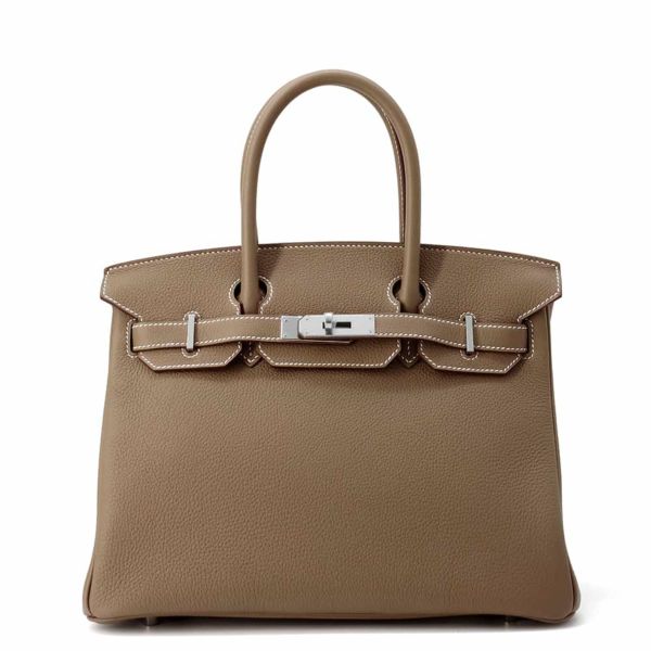エルメス バーキン30 エトゥープ/シルバー金具 トゴ W刻印 HERMES Birkin ハンドバッグ