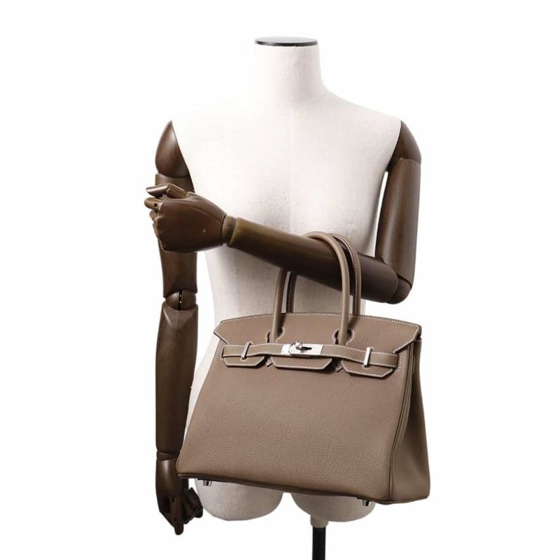 エルメス バーキン30 エトゥープ/シルバー金具 トゴ W刻印 HERMES Birkin ハンドバッグ