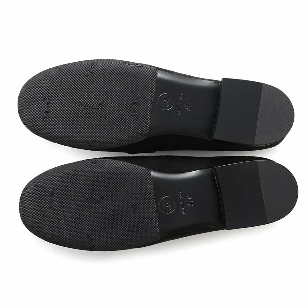 シャネル ローファー ココマーク チェーン スエード レディースサイズ37C G32955 CHANEL 靴 黒