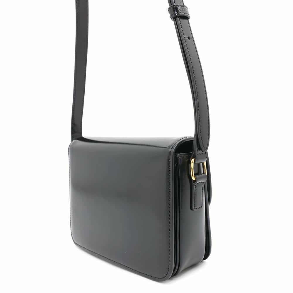 セリーヌ ショルダーバッグ ティーン トリオンフ シャイニーカーフレザー 188423 CELINE 黒