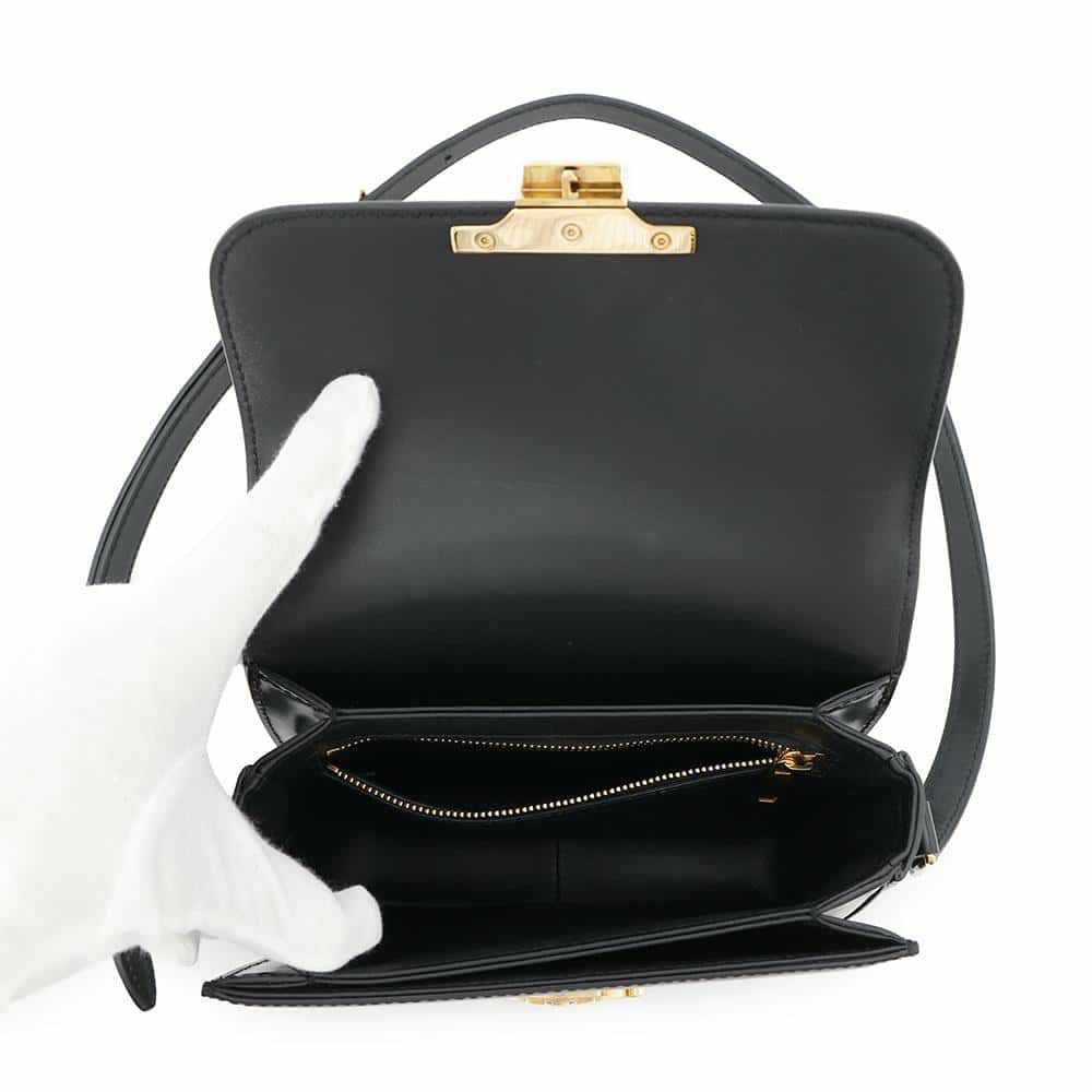 セリーヌ ショルダーバッグ ティーン トリオンフ シャイニーカーフレザー 188423 CELINE 黒