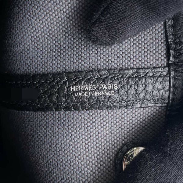 エルメス トートバッグ ガーデンパーティTPM アルドワーズ/ブラック/シルバー金具 トワルミリタリー/ネゴンダ W刻印