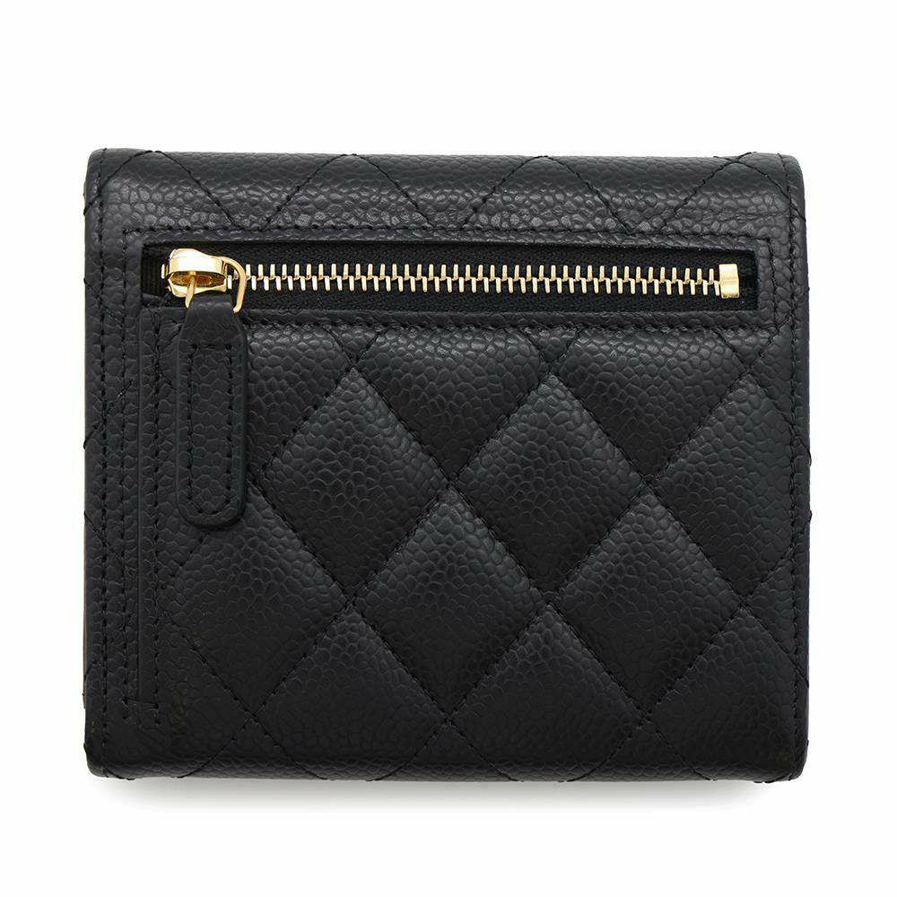 シャネル 三つ折り財布 クラシック スモール フラップ ウォレット キャビアスキン AP0231 CHANEL 黒