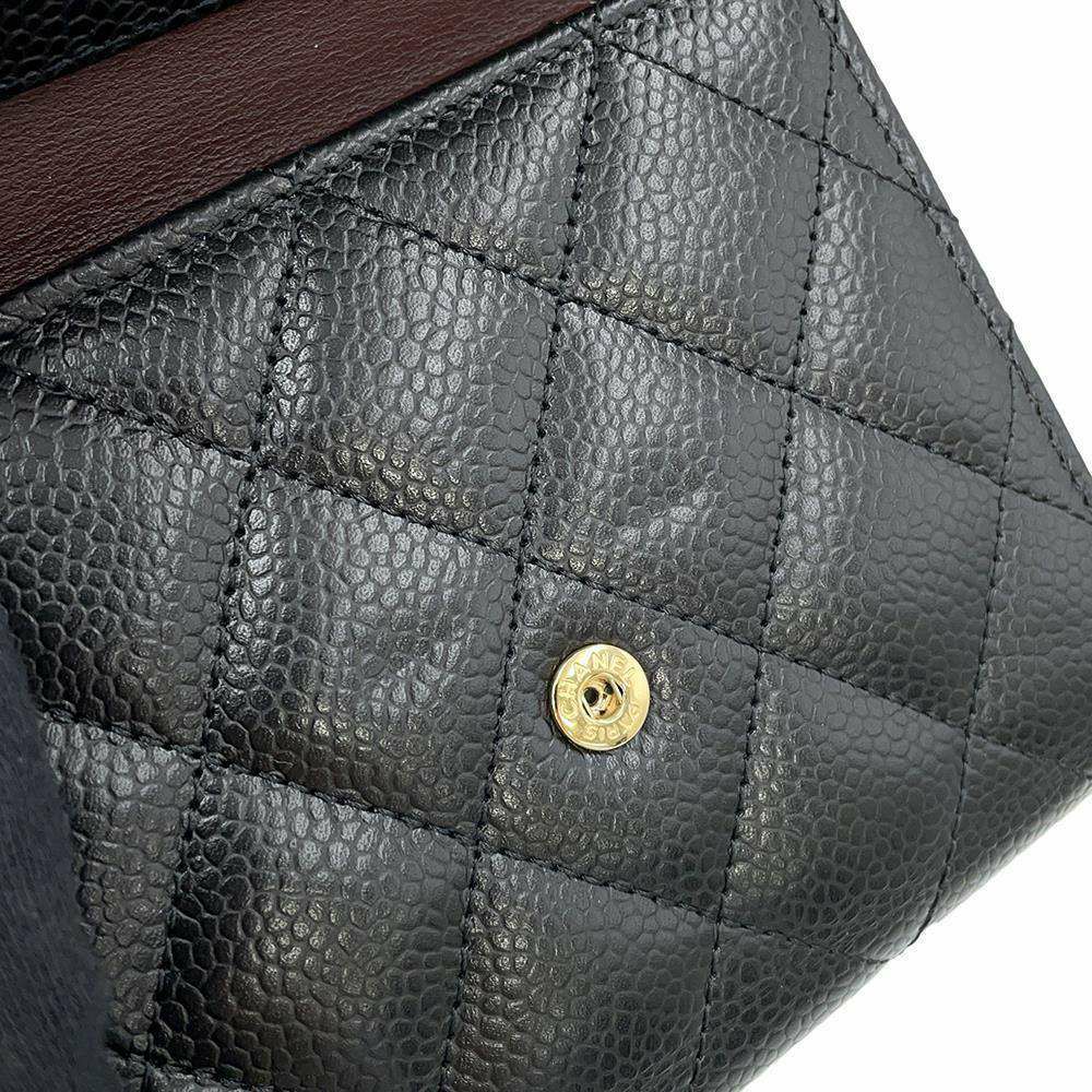 シャネル 三つ折り財布 クラシック スモール フラップ ウォレット キャビアスキン AP0231 CHANEL 黒