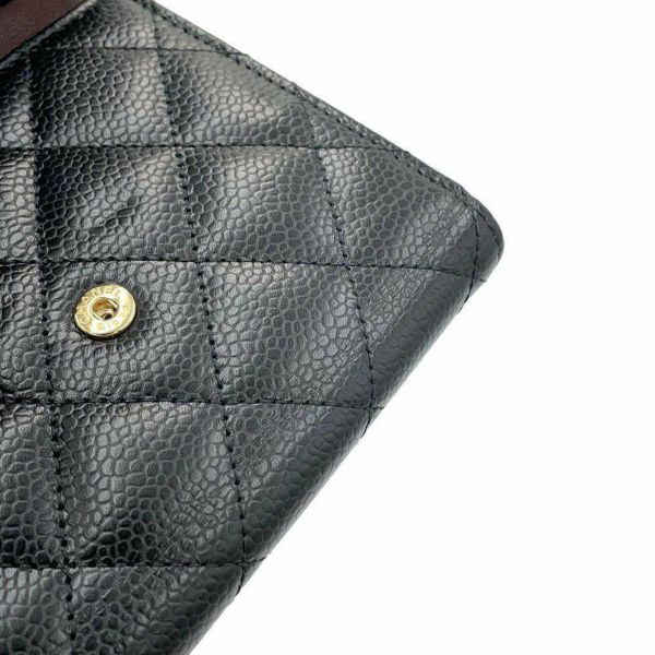 シャネル 三つ折り財布 クラシック スモール フラップ ウォレット キャビアスキン AP0231 CHANEL 黒