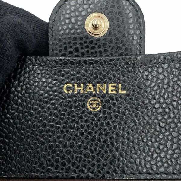 シャネル 三つ折り財布 クラシック スモール フラップ ウォレット キャビアスキン AP0231 CHANEL 黒