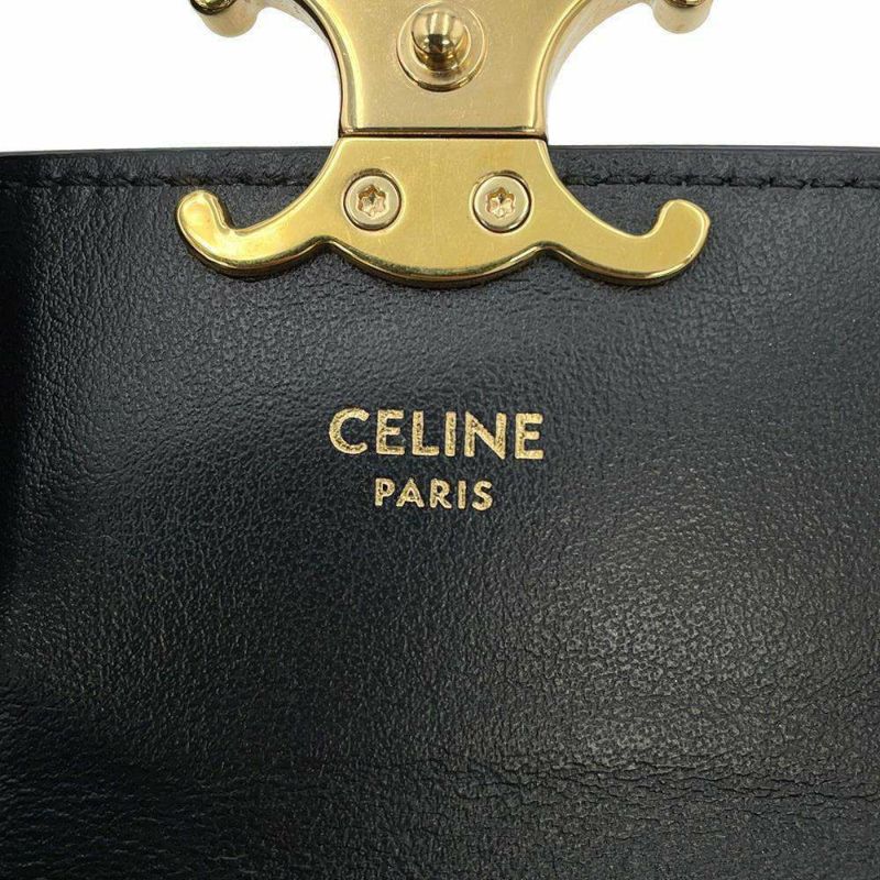 セリーヌ カードケース トリオンフ フラップ付きカードホルダー シャイニーカーフレザー 10I583 CELINE 名刺入れ 黒 財布
