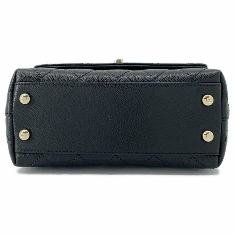 シャネル ハンドバッグ ココマーク マトラッセ トップハンドル ミニ フラップ キャビアスキン AS2215 CHANEL 2way 黒