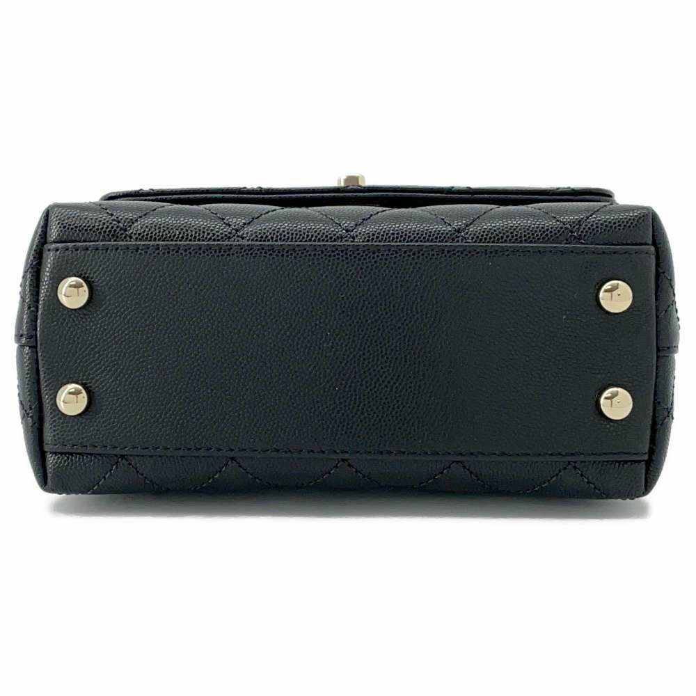 シャネル ハンドバッグ ココマーク マトラッセ トップハンドル ミニ フラップ キャビアスキン AS2215 CHANEL 2way 黒