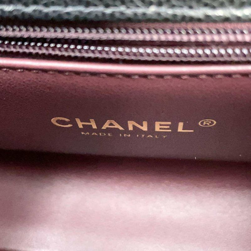 シャネル ハンドバッグ ココマーク マトラッセ トップハンドル ミニ フラップ キャビアスキン AS2215 CHANEL 2way 黒