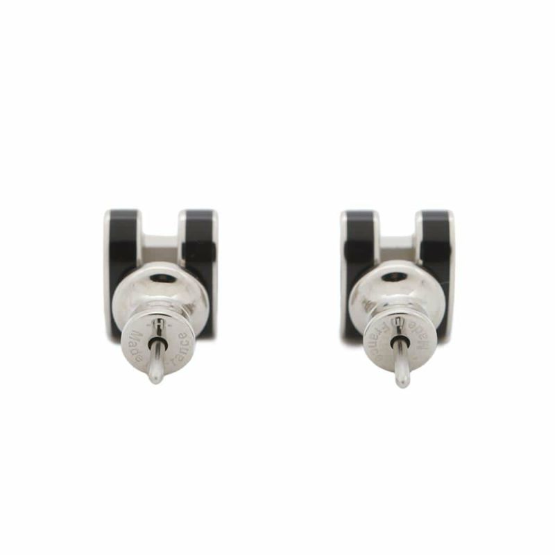 エルメス ピアス ミニ・ポップアッシュ ブラック/シルバー金具 Hモチーフ HERMES Pop H ポップH 黒