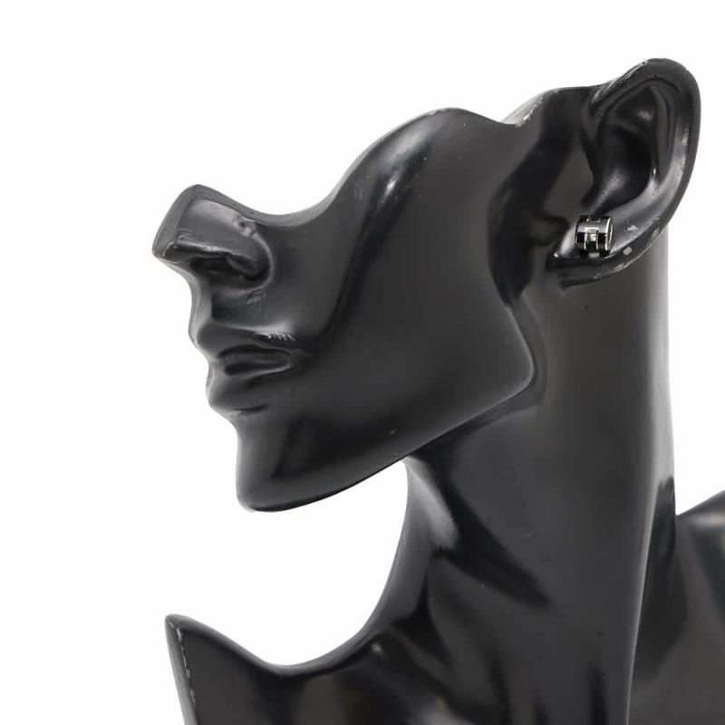 エルメス ピアス ミニ・ポップアッシュ ブラック/シルバー金具 Hモチーフ HERMES Pop H ポップH 黒