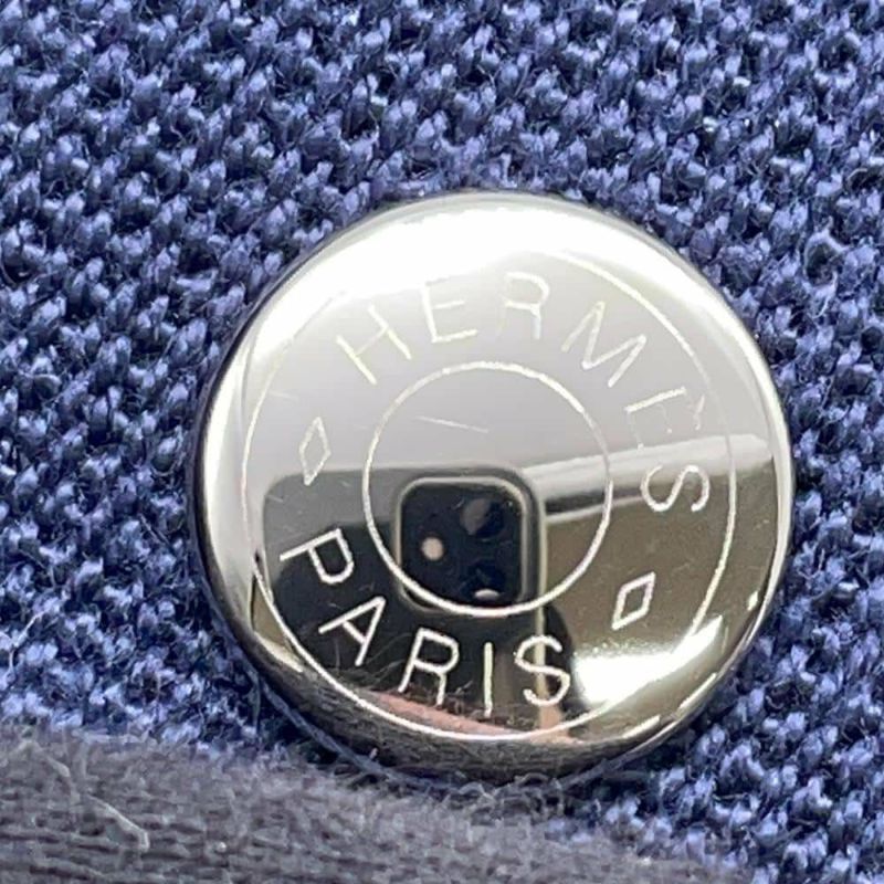 エルメス ポーチ ブリッド・ア・ブラックGM カブリオル グリスペール/シルバー金具 キャンバス HERMES