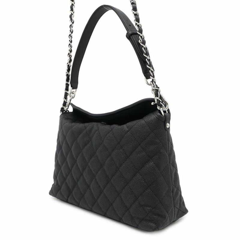 シャネル チェーンショルダーバッグ ココマーク マトラッセ ホーボーバッグ A66802 CHANEL 黒