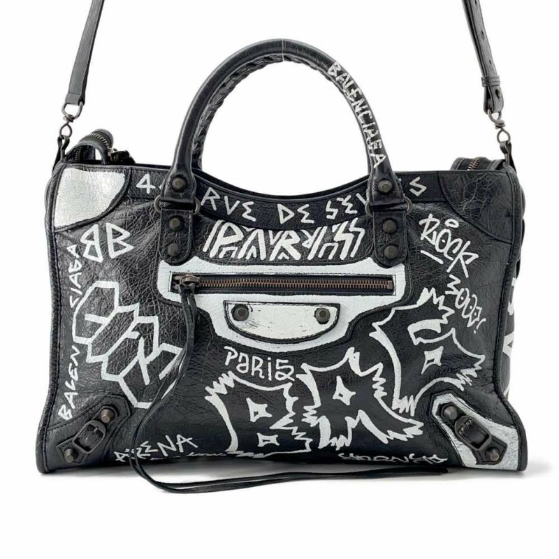 バレンシアガ ハンドバッグ クラシック・グラフィティ ザ・シティ  505550 BALENCIAGA 2wayショルダー 黒