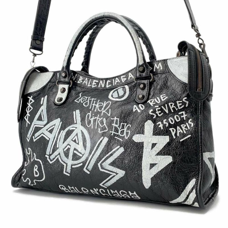 バレンシアガ ハンドバッグ クラシック・グラフィティ ザ・シティ  505550 BALENCIAGA 2wayショルダー 黒