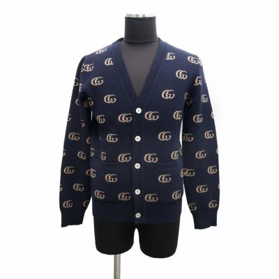 グッチ ガーディガン　GUCCI エクストラファインウール＆シルク リブ カーディガンブラック