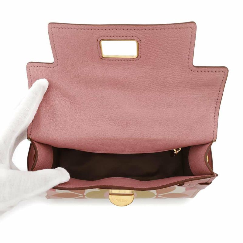 ミュウミュウ ハンドバッグ フラワー レザー 5BA046 Miu Miu 2wayショルダー